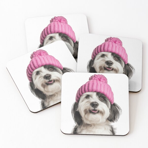 Item preview, Cozy Polish Lowland Sheepdog Wearing Pink Winter Hat Trendy Animal Fashion Artwork designed and sold by LazyOwlStore.