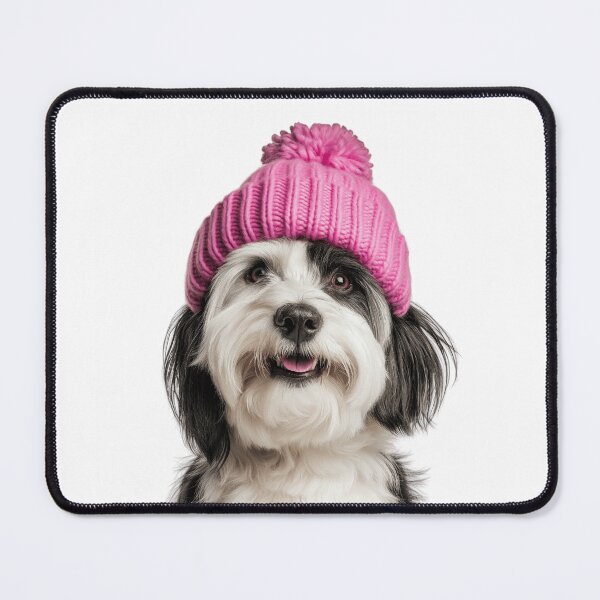 Item preview, Cozy Polish Lowland Sheepdog Wearing Pink Winter Hat Trendy Animal Fashion Artwork designed and sold by LazyOwlStore.