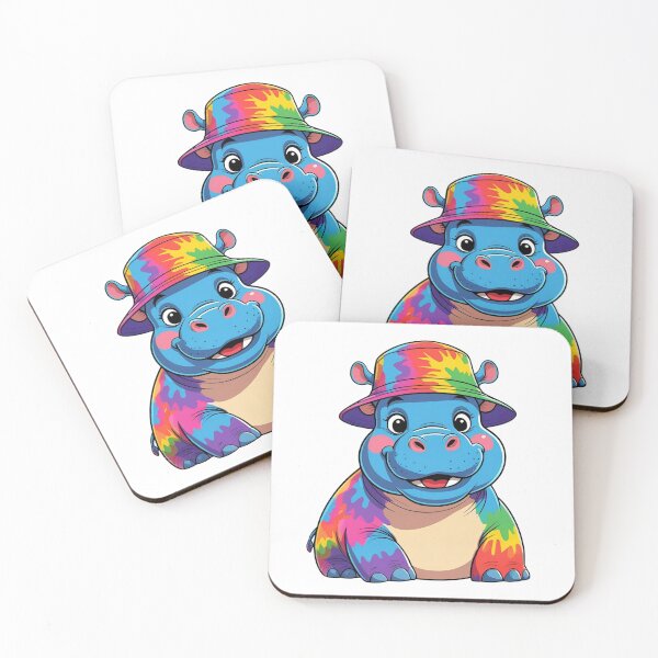 Item preview, Paint Splatter Happy Hippo in Bucket Hat - Fun Animal Art designed and sold by SnazzySafari.