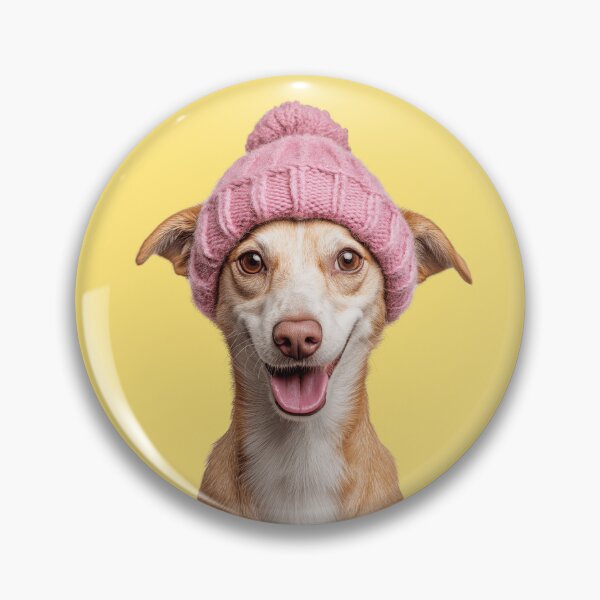 Item preview, Cozy Portuguese Podengo dog Wearing Pink Winter Hat Trendy Animal Fashion Artwork designed and sold by LazyOwlStore.