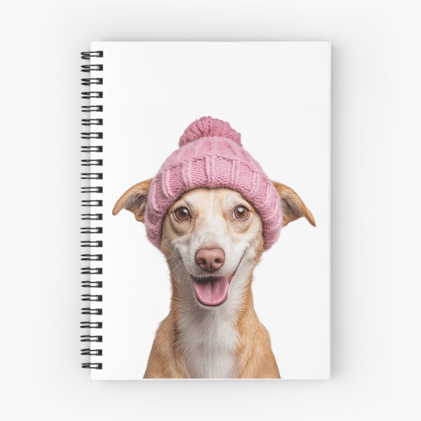 Item preview, Cozy Portuguese Podengo dog Wearing Pink Winter Hat Trendy Animal Fashion Artwork designed and sold by LazyOwlStore.