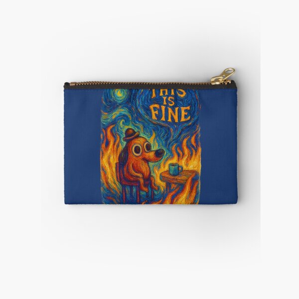 Item preview, This is Fine Meme x Van Gogh - Starry Night Inspired Fire Dog Art designed and sold by GirlyPopped.