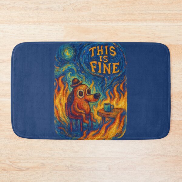 Item preview, This is Fine Meme x Van Gogh - Starry Night Inspired Fire Dog Art designed and sold by GirlyPopped.