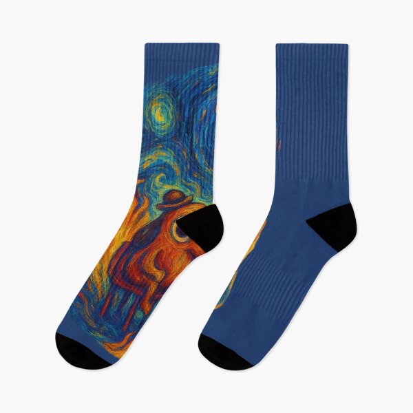 Item preview, This is Fine Meme x Van Gogh - Starry Night Inspired Fire Dog Art designed and sold by GirlyPopped.