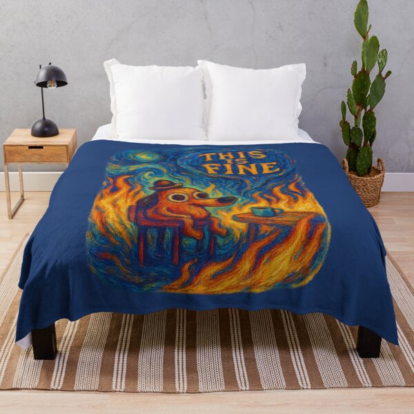 Item preview, This is Fine Meme x Van Gogh - Starry Night Inspired Fire Dog Art designed and sold by GirlyPopped.