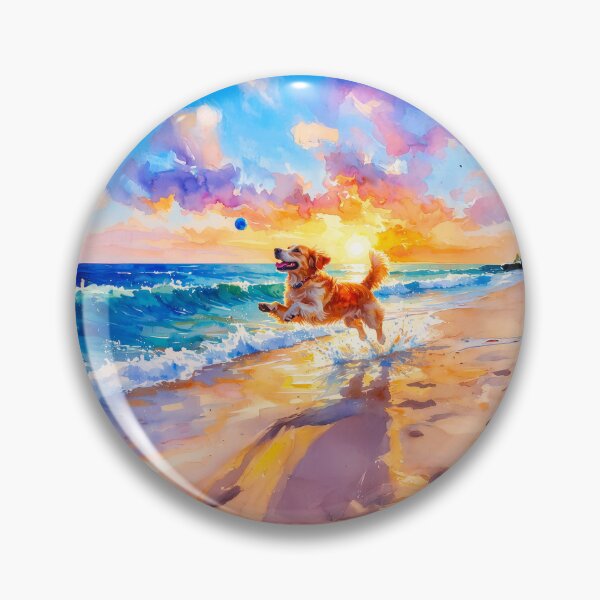 Item preview, Dog playing at the Beach designed and sold by ArtFactoryAI.