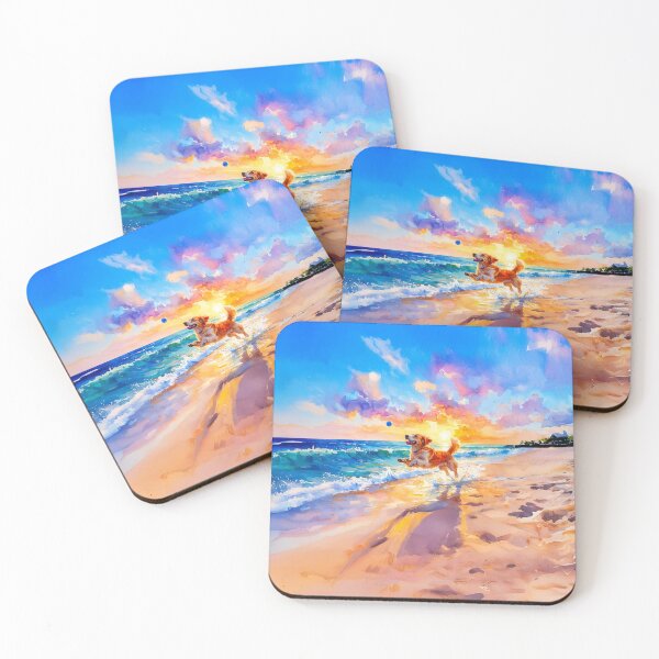 Item preview, Dog playing at the Beach designed and sold by ArtFactoryAI.