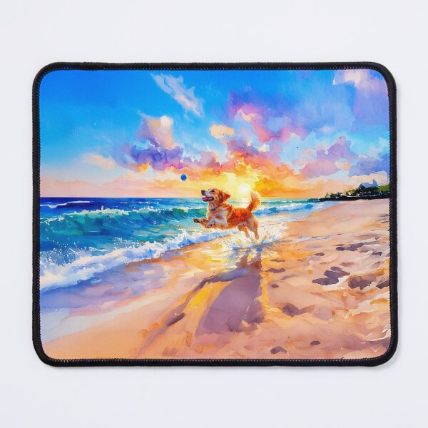 Item preview, Dog playing at the Beach designed and sold by ArtFactoryAI.