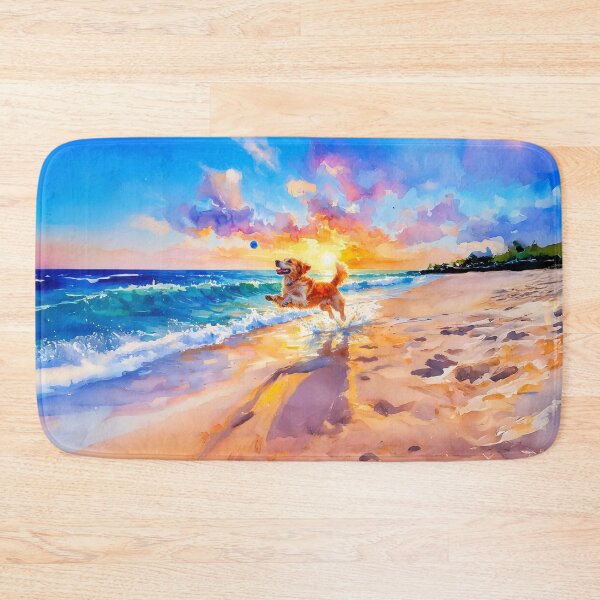 Item preview, Dog playing at the Beach designed and sold by ArtFactoryAI.