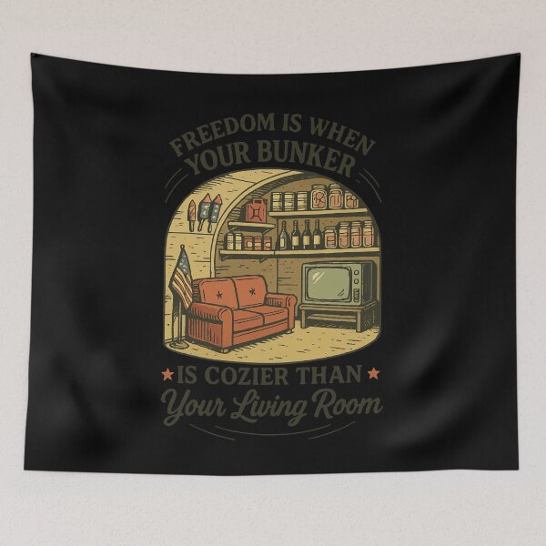 Item preview, Freedom Is When Your Bunker Cozier Living Room designed and sold by LuminOrb.