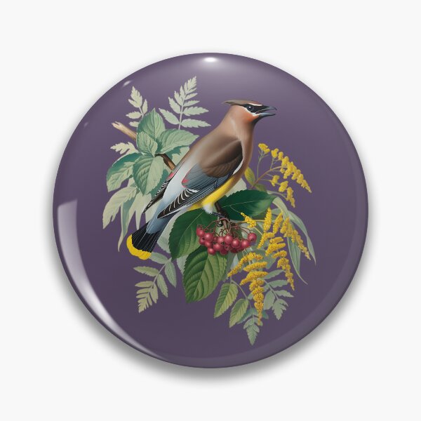 Item preview, Cedar Waxwing with Autumn Berries and Ferns designed and sold by BirdsnStuff.