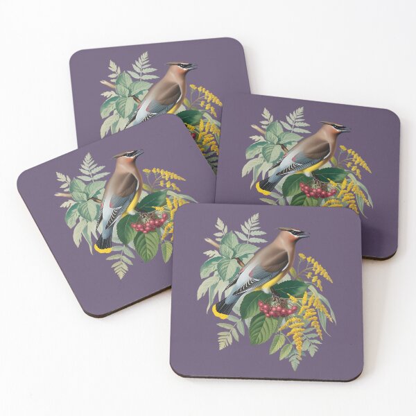 Item preview, Cedar Waxwing with Autumn Berries and Ferns designed and sold by BirdsnStuff.