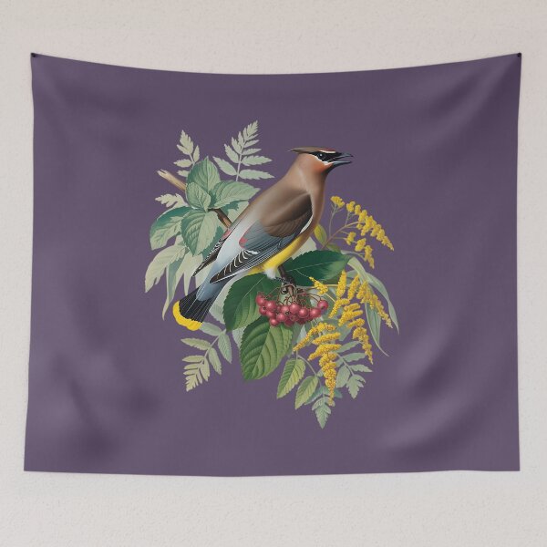 Item preview, Cedar Waxwing with Autumn Berries and Ferns designed and sold by BirdsnStuff.