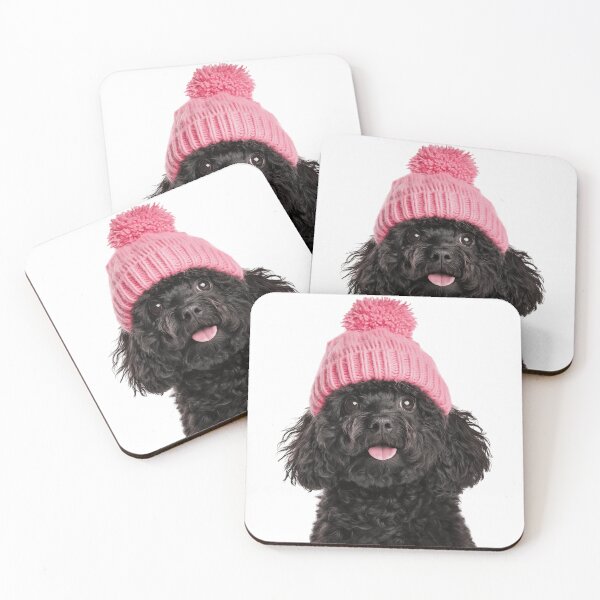 Item preview, Cozy Puli dog Wearing Pink Winter Hat Trendy Animal Fashion Artwork designed and sold by LazyOwlStore.