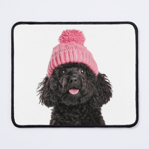 Item preview, Cozy Puli dog Wearing Pink Winter Hat Trendy Animal Fashion Artwork designed and sold by LazyOwlStore.