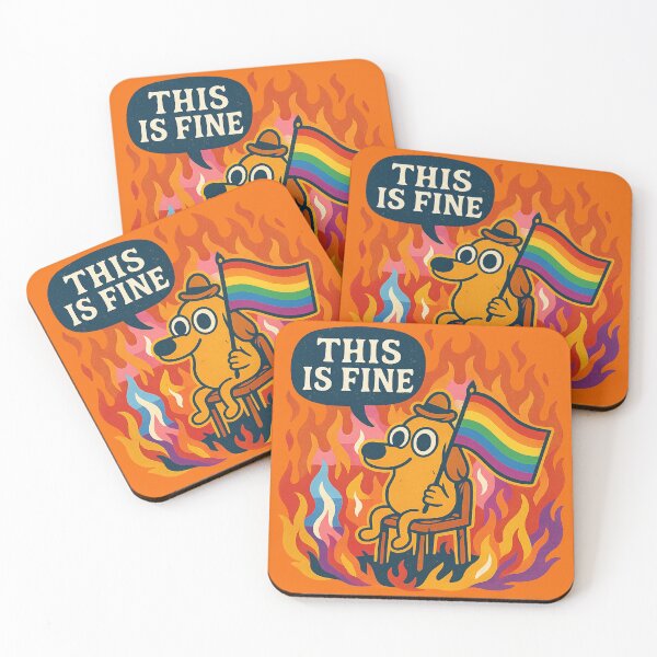 Item preview, This is Fine Meme with Pride Flag - LGBTQ+ Inclusive Fire Dog Art designed and sold by GirlyPopped.