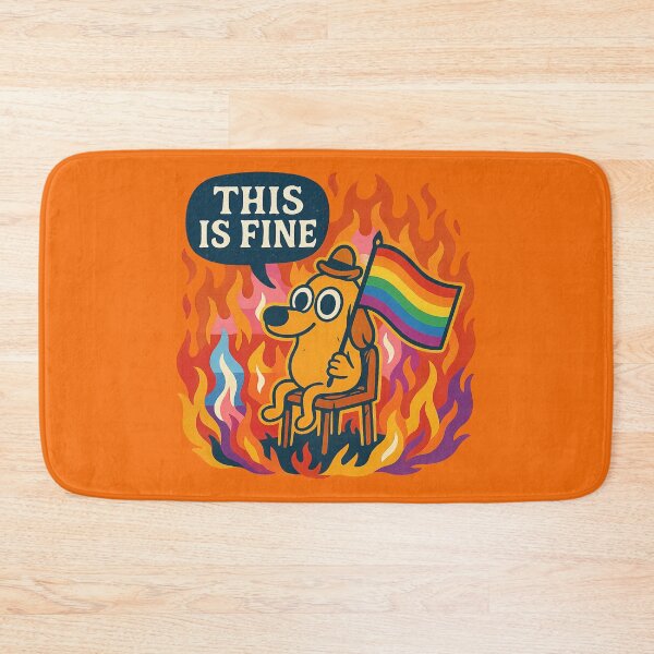 Item preview, This is Fine Meme with Pride Flag - LGBTQ+ Inclusive Fire Dog Art designed and sold by GirlyPopped.