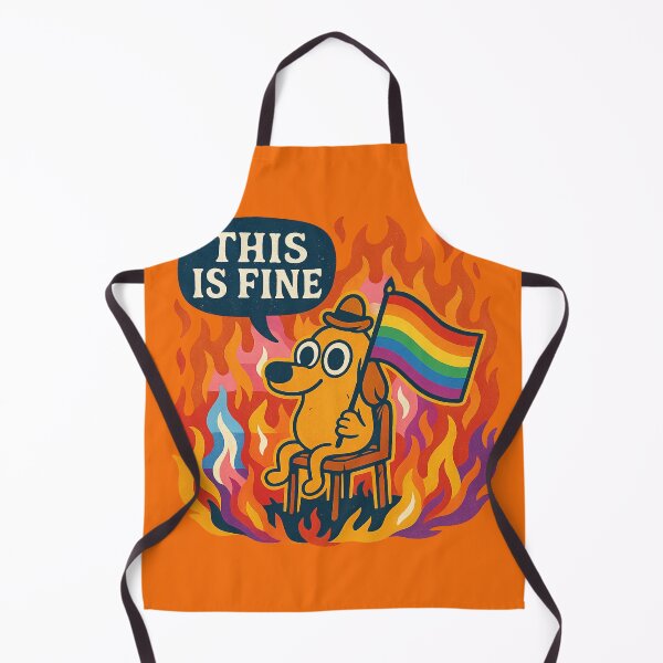 Item preview, This is Fine Meme with Pride Flag - LGBTQ+ Inclusive Fire Dog Art designed and sold by GirlyPopped.