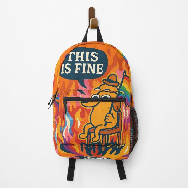 Item preview, This is Fine Meme with Pride Flag - LGBTQ+ Inclusive Fire Dog Art designed and sold by GirlyPopped.