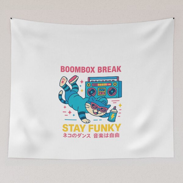 Item preview, Boombox Break – Funky Cat in Retro Motion designed and sold by BeetleDots.