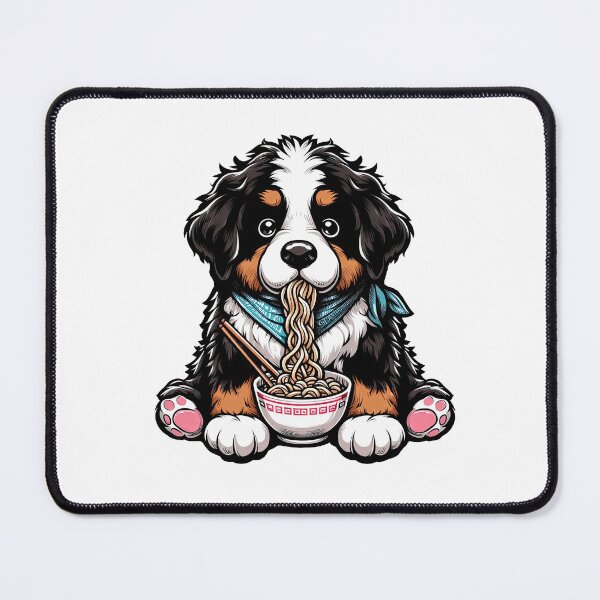 Item preview, Bernese Mountain Dog Anime Eating Ramen Noodles designed and sold by doodIllustrate.