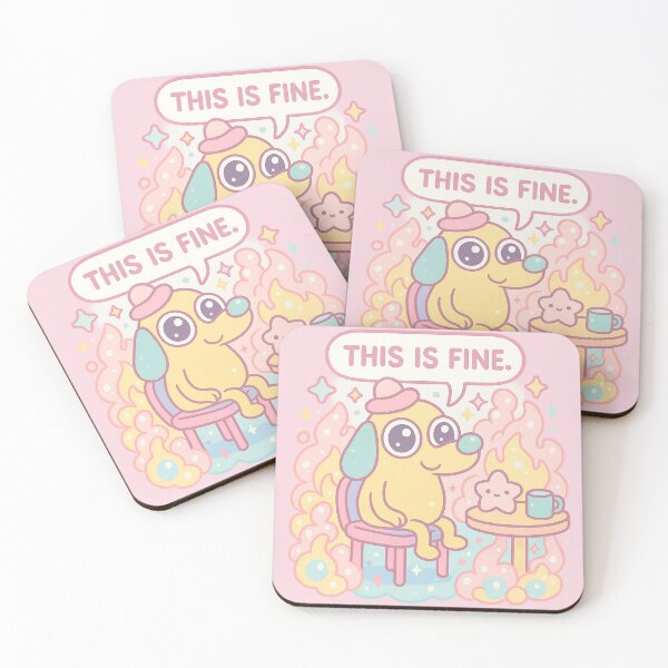 Item preview, This is Fine Meme - Cute Pastel Kawaii Fire Dog Art designed and sold by GirlyPopped.