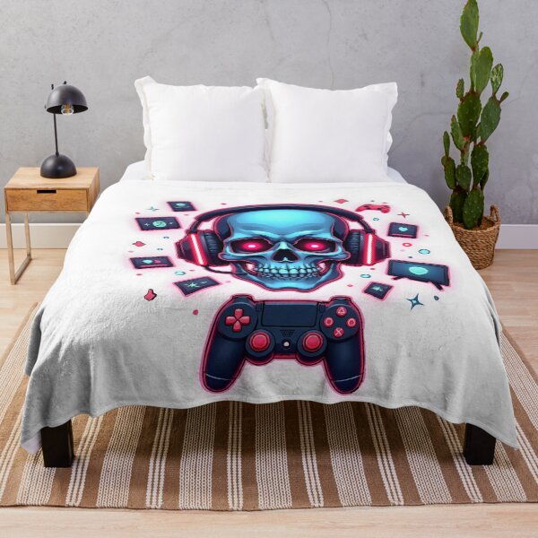 Item preview, Neon Gaming Skull with Headphones and Pixel Icons designed and sold by Dreambytes.