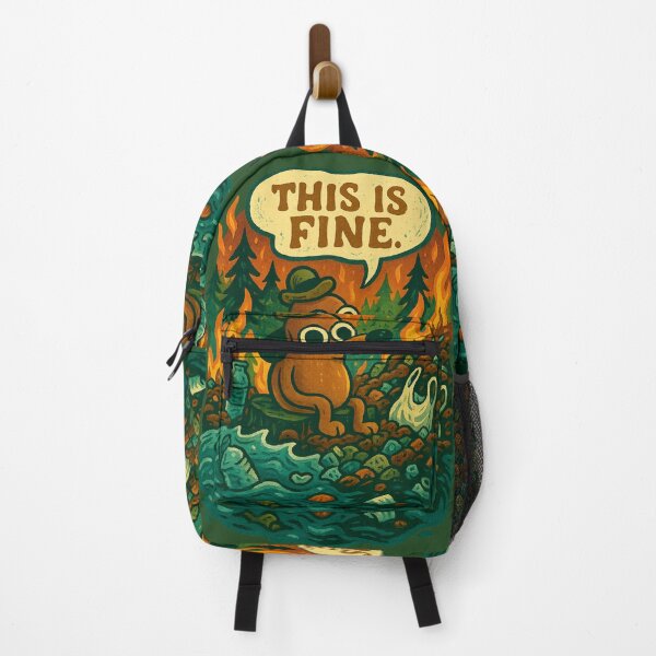 Item preview, This Is Fine - Environmental Chaos Dog Meme with Pollution and Wildfires designed and sold by GirlyPopped.