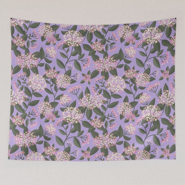 Item preview, Bold and Bright Viburnum flowers on Lilac designed and sold by Millefolia Design .