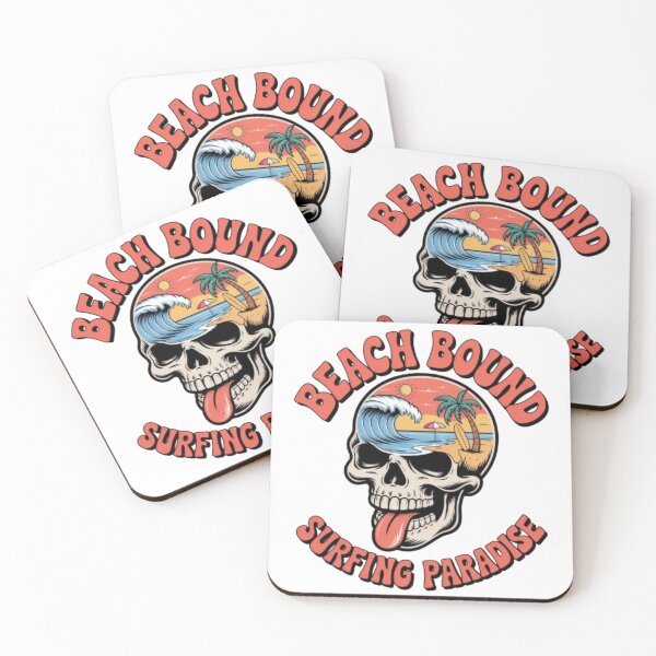 Item preview, Beach Bound Surfing Paradise – Skull and Tropical Surf Art designed and sold by Ever Bloom Studio.