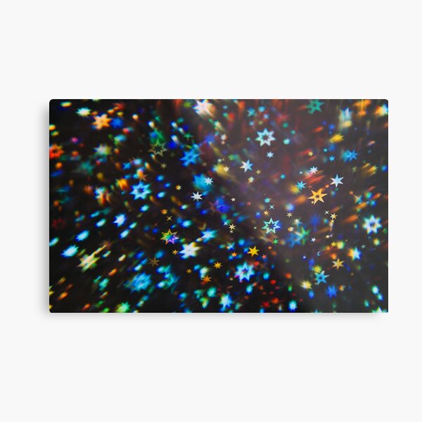 Holographic stars photographed through a prism Metal Print
