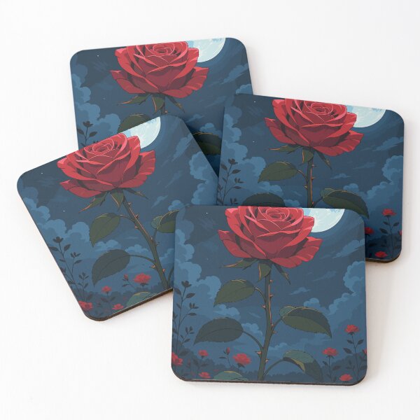 Item preview, Red Rose Under Full Moon Night Sky designed and sold by NeroKanji.
