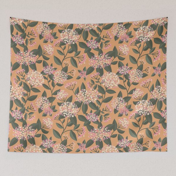 Item preview, Bold and Bright Viburnum flowers on Orange designed and sold by Millefolia Design .