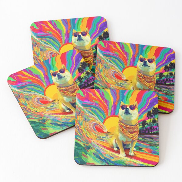 Item preview,  Cool Shiba Surf Rebel - Psychedelic Sunset Dog Art designed and sold by Arthoughts.