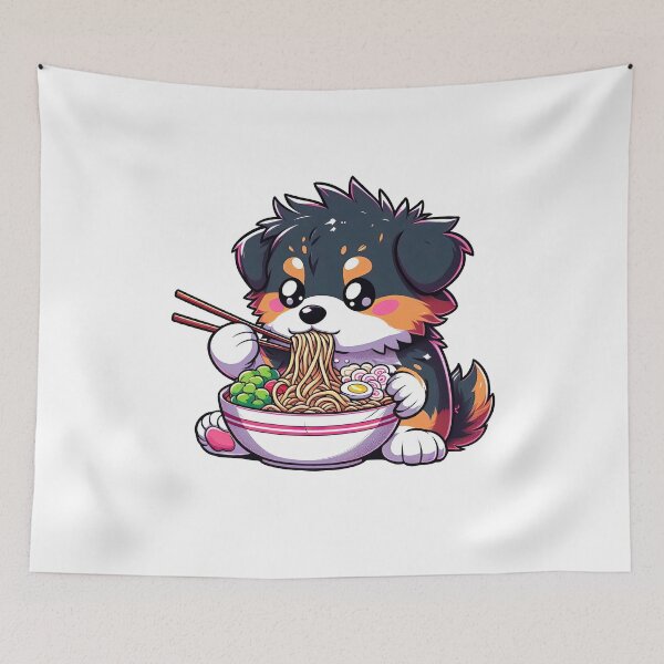 Item preview, Beauceron Anime Dog Eating Ramen Noodles designed and sold by doodIllustrate.