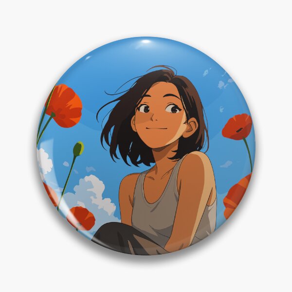 Artikelvorschau, Lächelndes Anime-Mädchen im Mohnblumenfeld entworfen und verkauft von NeroKanji.