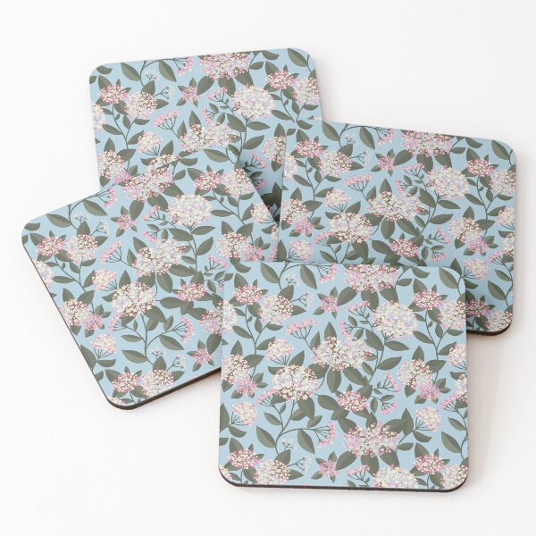 Item preview, Bold and Bright Viburnum flowers on Sky Blue designed and sold by Millefolia Design .