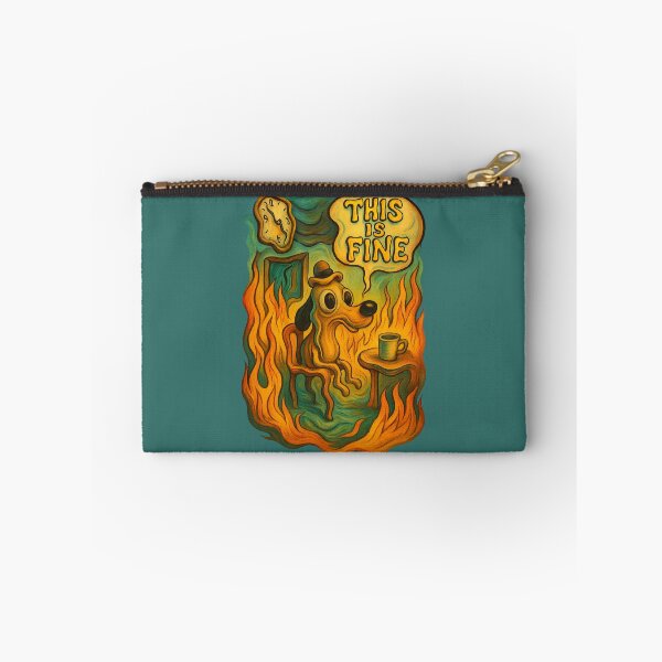 Item preview, This Is Fine - Surrealist Melting Clock and Dog Meme in Flames designed and sold by GirlyPopped.
