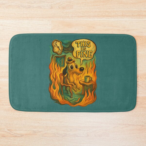 Item preview, This Is Fine - Surrealist Melting Clock and Dog Meme in Flames designed and sold by GirlyPopped.