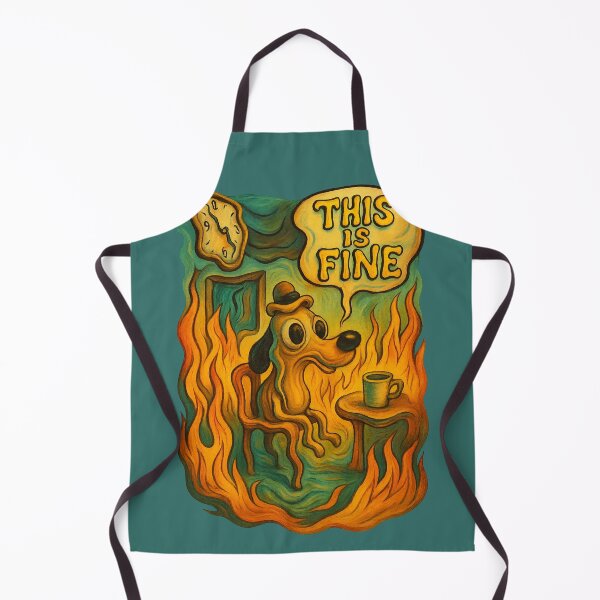 Item preview, This Is Fine - Surrealist Melting Clock and Dog Meme in Flames designed and sold by GirlyPopped.