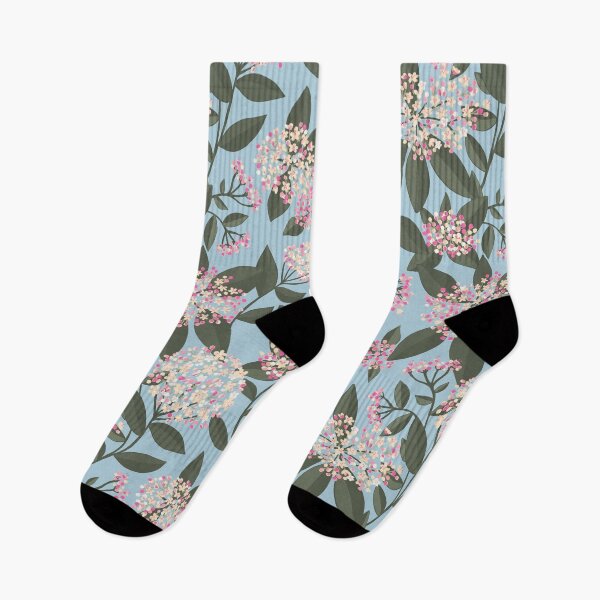 Item preview, Bold and Bright Viburnum flowers on Sky Blue designed and sold by Millefolia Design .