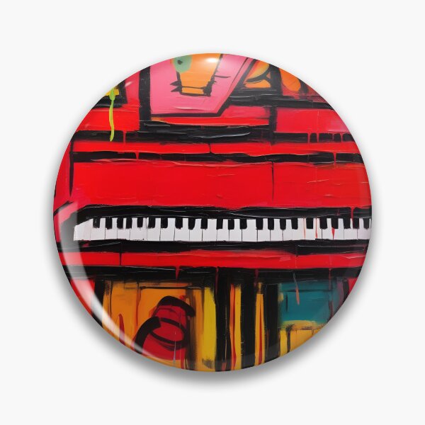 Item preview, Vibrant Red Piano Amidst a Colorful Symphony of Abstract Shapes and Musical Notes designed and sold by OlfactoART Studio.