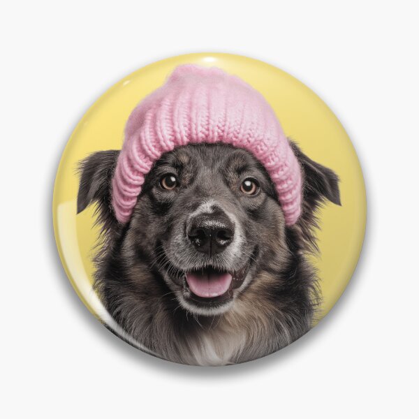 Item preview, Cozy Pyrenean Shepherd dog Wearing Pink Winter Hat Trendy Animal Fashion Artwork designed and sold by LazyOwlStore.