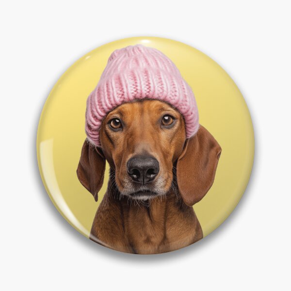 Item preview, Cozy Redbone Coonhound dog Wearing Pink Winter Hat Trendy Animal Fashion Artwork designed and sold by LazyOwlStore.