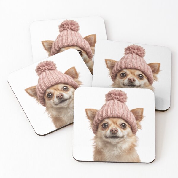 Item preview, Cozy Russian Toy dog Wearing Pink Winter Hat Trendy Animal Fashion Artwork designed and sold by LazyOwlStore.