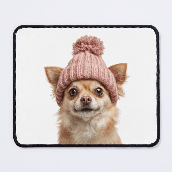 Item preview, Cozy Russian Toy dog Wearing Pink Winter Hat Trendy Animal Fashion Artwork designed and sold by LazyOwlStore.