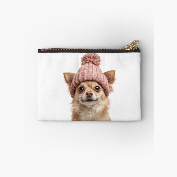 Item preview, Cozy Russian Toy dog Wearing Pink Winter Hat Trendy Animal Fashion Artwork designed and sold by LazyOwlStore.