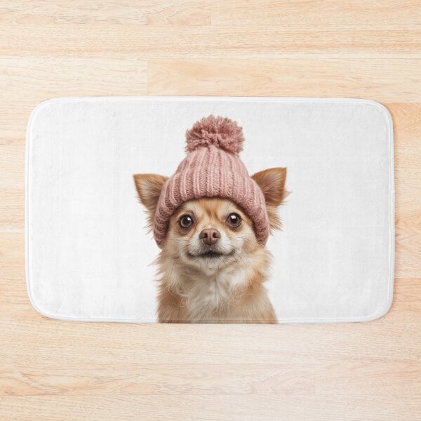 Item preview, Cozy Russian Toy dog Wearing Pink Winter Hat Trendy Animal Fashion Artwork designed and sold by LazyOwlStore.