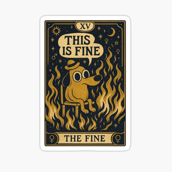 Item preview, This is Fine Tarot Card – The Fine Dog in Flames, Gold & Black Mystic Art designed and sold by GirlyPopped.