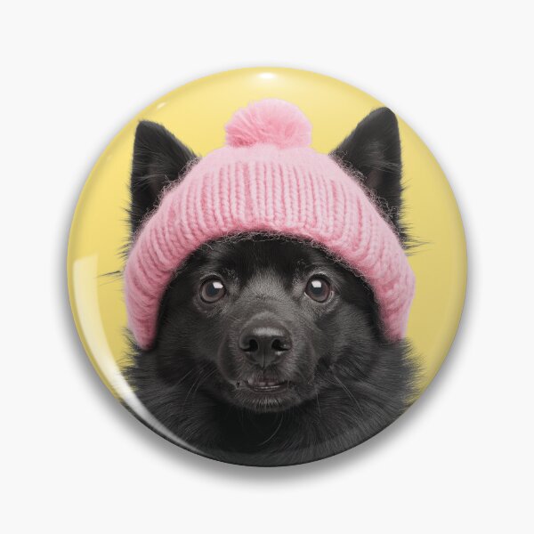 Item preview, Cozy Schipperke dog Wearing Pink Winter Hat Trendy Animal Fashion Artwork designed and sold by LazyOwlStore.